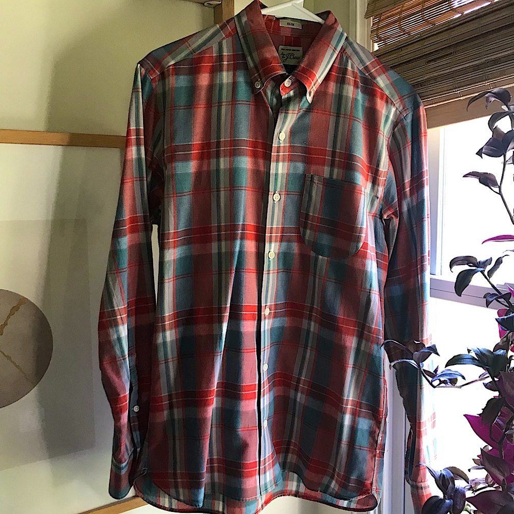J Crew Plaid Slim Tailored Top